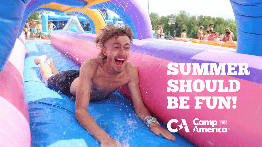 Summer Should Be Fun Image with guy on slip n slide laughing