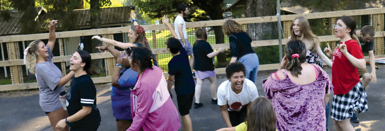 camp staff dancing